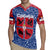 Serbia Rugby Jersey with Royal Animal Crest and Tulip Floral Blue Background