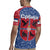 Serbia Rugby Jersey with Royal Animal Crest and Tulip Floral Blue Background
