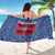 Serbia Sarong with Royal Animal Crest and Tulip Floral Blue Background