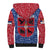 Serbia Sherpa Hoodie with Royal Animal Crest and Tulip Floral Blue Background