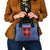 Serbia Shoulder Handbag with Royal Animal Crest and Tulip Floral Blue Background