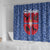 Serbia Shower Curtain with Royal Animal Crest and Tulip Floral Blue Background