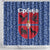 Serbia Shower Curtain with Royal Animal Crest and Tulip Floral Blue Background