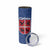 Serbia Skinny Tumbler with Royal Animal Crest and Tulip Floral Blue Background