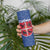 Serbia Skinny Tumbler with Royal Animal Crest and Tulip Floral Blue Background
