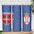 Serbia Skinny Tumbler with Royal Animal Crest and Tulip Floral Blue Background