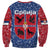 Serbia Sweatshirt with Royal Animal Crest and Tulip Floral Blue Background