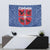 Serbia Tapestry with Royal Animal Crest and Tulip Floral Blue Background