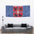 Serbia Tapestry with Royal Animal Crest and Tulip Floral Blue Background