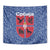 Serbia Tapestry with Royal Animal Crest and Tulip Floral Blue Background