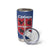 Serbia Tumbler Cup with Royal Animal Crest and Tulip Floral Blue Background