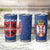 Serbia Tumbler Cup with Royal Animal Crest and Tulip Floral Blue Background
