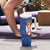 Serbia Tumbler With Handle with Royal Animal Crest and Tulip Floral Blue Background