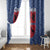Serbia Window Curtain with Royal Animal Crest and Tulip Floral Blue Background
