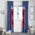 Serbia Window Curtain with Royal Animal Crest and Tulip Floral Blue Background