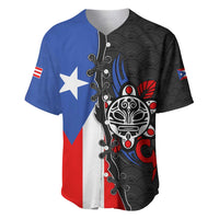 Puerto Rico Baseball Jersey with Tribal Sun Symbol and Flag Color Block Design