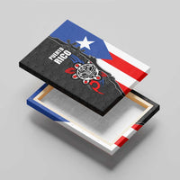 Puerto Rico Canvas Wall Art with Tribal Sun Symbol and Flag Color Block Design