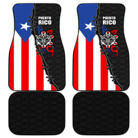 Puerto Rico Car Mats with Tribal Sun Symbol and Flag Color Block Design