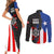 Puerto Rico Couples Matching Short Sleeve Bodycon Dress and Long Sleeve Button Shirt with Tribal Sun Symbol and Flag Color Block Design