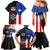 Puerto Rico Family Matching Mermaid Dress and Hawaiian Shirt with Tribal Sun Symbol and Flag Color Block Design