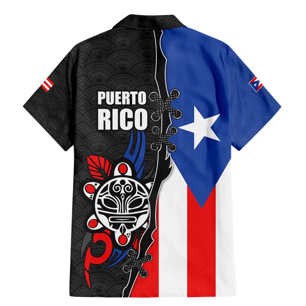 Puerto Rico Family Matching Mermaid Dress and Hawaiian Shirt with Tribal Sun Symbol and Flag Color Block Design