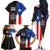 Puerto Rico Family Matching Off The Shoulder Long Sleeve Dress and Hawaiian Shirt with Tribal Sun Symbol and Flag Color Block Design
