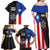Puerto Rico Family Matching Off Shoulder Maxi Dress and Hawaiian Shirt with Tribal Sun Symbol and Flag Color Block Design