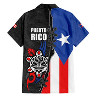 Puerto Rico Family Matching Off Shoulder Maxi Dress and Hawaiian Shirt with Tribal Sun Symbol and Flag Color Block Design