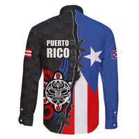Puerto Rico Family Matching Off Shoulder Maxi Dress and Hawaiian Shirt with Tribal Sun Symbol and Flag Color Block Design