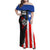 Puerto Rico Family Matching Off Shoulder Maxi Dress and Hawaiian Shirt with Tribal Sun Symbol and Flag Color Block Design