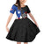 Puerto Rico Family Matching Off Shoulder Short Dress and Hawaiian Shirt with Tribal Sun Symbol and Flag Color Block Design