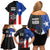 Puerto Rico Family Matching Off Shoulder Short Dress and Hawaiian Shirt with Tribal Sun Symbol and Flag Color Block Design