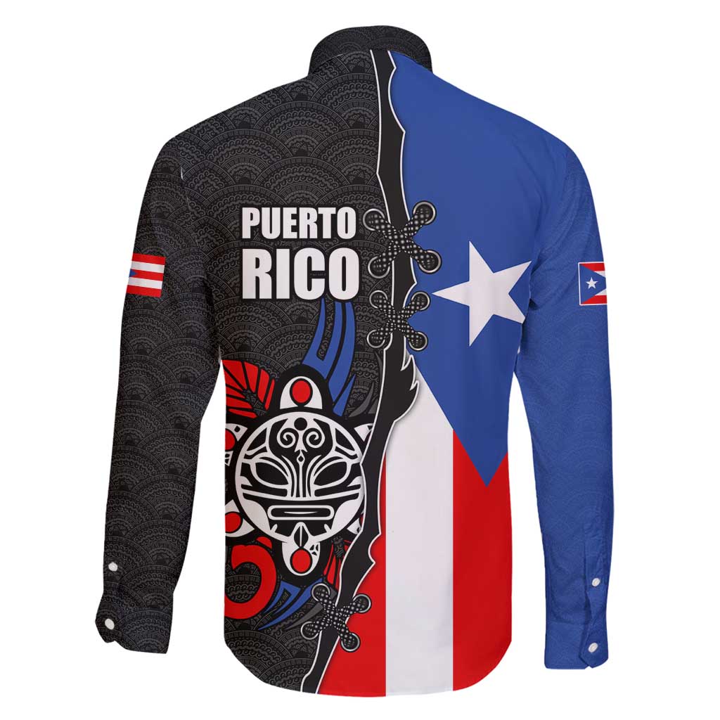 Puerto Rico Family Matching Summer Maxi Dress and Hawaiian Shirt with Tribal Sun Symbol and Flag Color Block Design