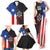 Puerto Rico Family Matching Tank Maxi Dress and Hawaiian Shirt with Tribal Sun Symbol and Flag Color Block Design