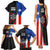 Puerto Rico Family Matching Tank Maxi Dress and Hawaiian Shirt with Tribal Sun Symbol and Flag Color Block Design