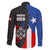 Puerto Rico Family Matching Tank Maxi Dress and Hawaiian Shirt with Tribal Sun Symbol and Flag Color Block Design