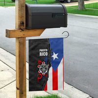 Puerto Rico Garden Flag with Tribal Sun Symbol and Flag Color Block Design