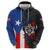Puerto Rico Hoodie with Tribal Sun Symbol and Flag Color Block Design