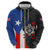 Puerto Rico Hoodie with Tribal Sun Symbol and Flag Color Block Design