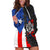 Puerto Rico Hoodie Dress with Tribal Sun Symbol and Flag Color Block Design
