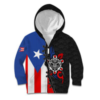Puerto Rico Kid Hoodie with Tribal Sun Symbol and Flag Color Block Design