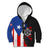 Puerto Rico Kid Hoodie with Tribal Sun Symbol and Flag Color Block Design