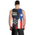 Puerto Rico Men Tank Top with Tribal Sun Symbol and Flag Color Block Design