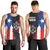 Puerto Rico Men Tank Top with Tribal Sun Symbol and Flag Color Block Design