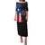 Puerto Rico Puletasi with Tribal Sun Symbol and Flag Color Block Design
