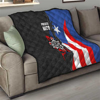 Puerto Rico Quilt with Tribal Sun Symbol and Flag Color Block Design