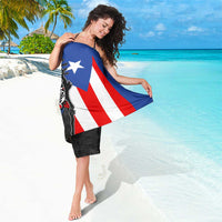 Puerto Rico Sarong with Tribal Sun Symbol and Flag Color Block Design