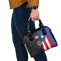 Puerto Rico Shoulder Handbag with Tribal Sun Symbol and Flag Color Block Design