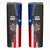 Puerto Rico Skinny Tumbler with Tribal Sun Symbol and Flag Color Block Design