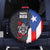 Puerto Rico Spare Tire Cover with Tribal Sun Symbol and Flag Color Block Design